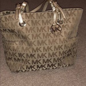 Michael Kors Gold and Tan Shoulder Bag